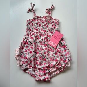 Ruffle Butts Pink and Green Floral Romper